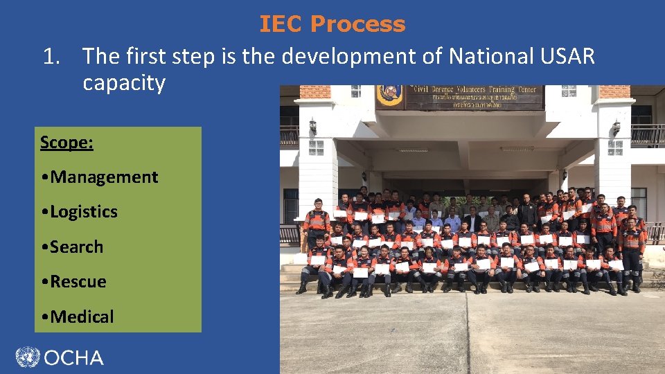 IEC Process 1. The first step is the development of National USAR capacity Scope: