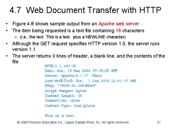 4. 7 Web Document Transfer with HTTP • Figure 4. 8 shows sample output