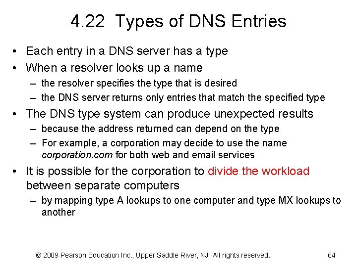 4. 22 Types of DNS Entries • Each entry in a DNS server has