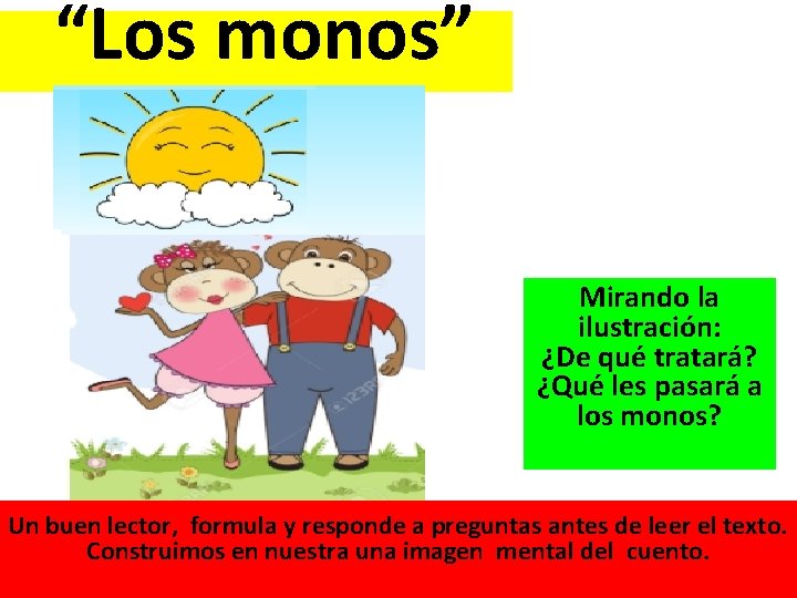 “Los monos” Mirando la ilustración: ¿De qué tratará? ¿Qué les pasará a los monos?