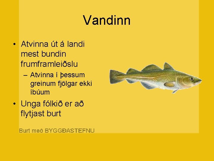 Vandinn • Atvinna út á landi mest bundin frumframleiðslu – Atvinna í þessum greinum