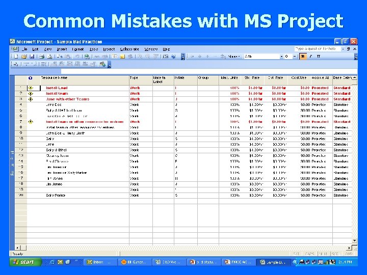 Common Mistakes with MS Project 