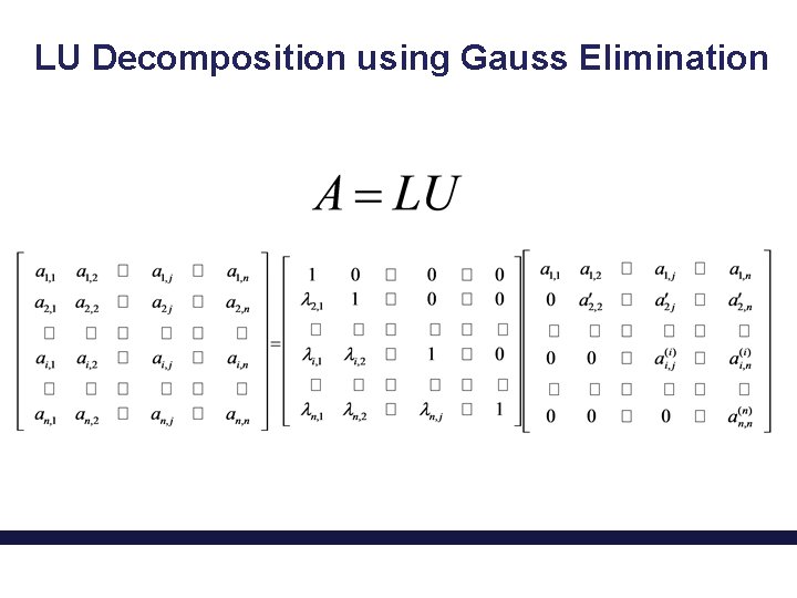 LU Decomposition using Gauss Elimination 