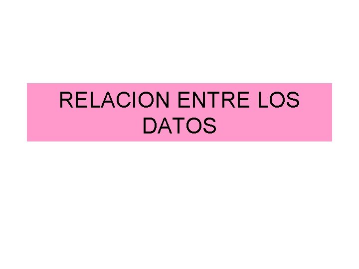 RELACION ENTRE LOS DATOS 