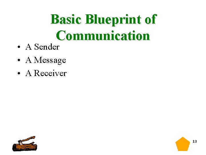 Basic Blueprint of Communication • A Sender • A Message • A Receiver 13