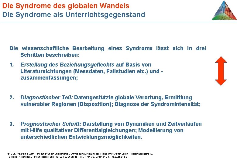 Die Syndrome des globalen Wandels Die Syndrome als Unterrichtsgegenstand Die wissenschaftliche Bearbeitung eines Syndroms