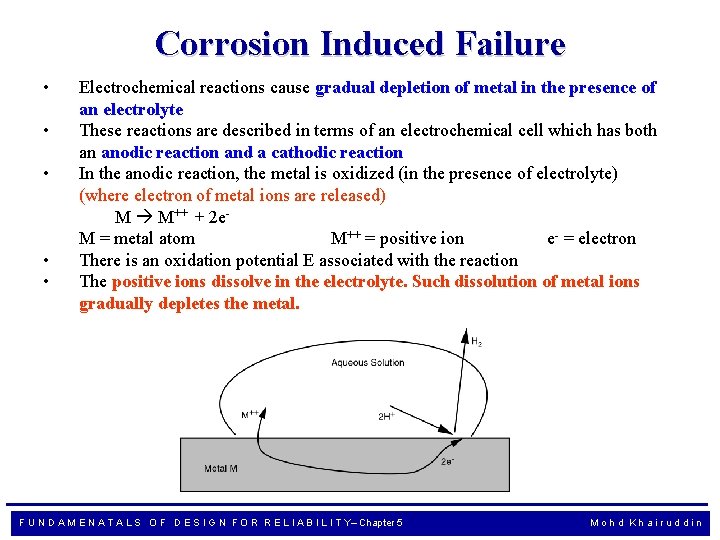 Corrosion Induced Failure • • • Electrochemical reactions cause gradual depletion of metal in