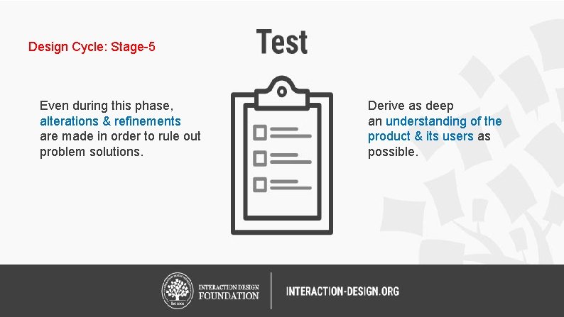 Design Cycle: Stage-5 Even during this phase, alterations & refinements are made in order