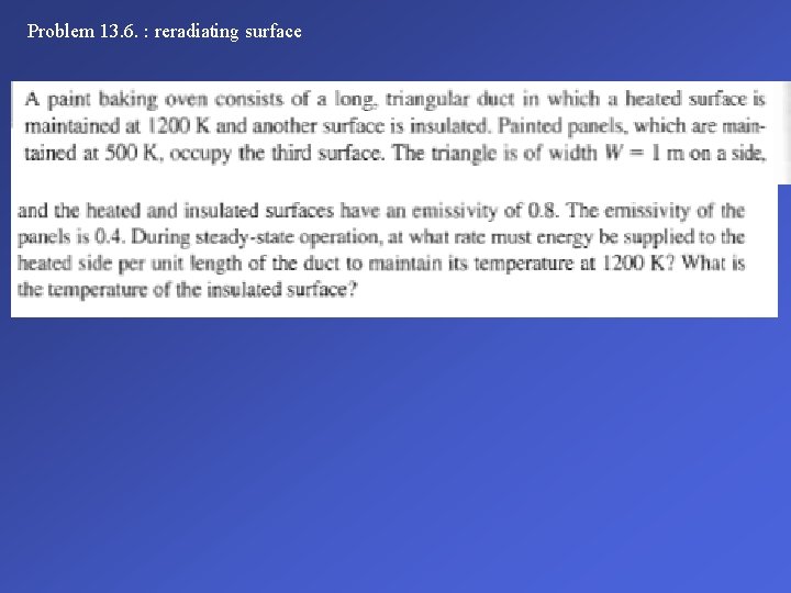 Problem 13. 6. : reradiating surface 
