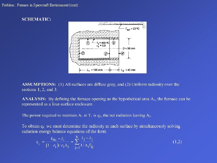 Problem: Furnace in Spacecraft Environment (cont) 