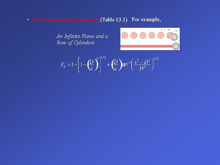  • Two-Dimensional Geometries (Table 13. 1) For example, An Infinite Plane and a