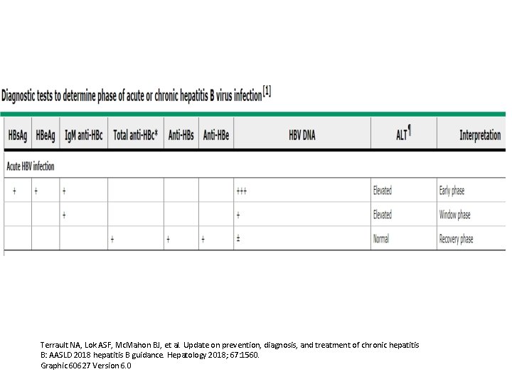 Terrault NA, Lok ASF, Mc. Mahon BJ, et al. Update on prevention, diagnosis, and