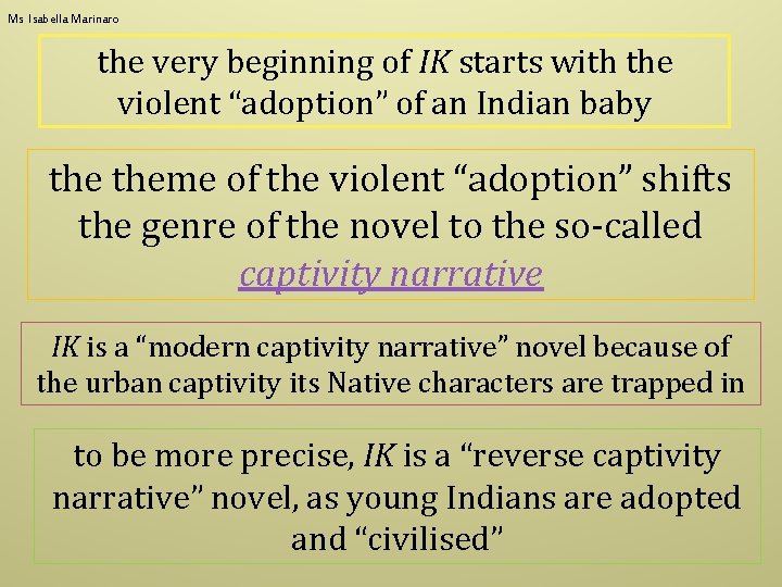 Ms Isabella Marinaro the very beginning of IK starts with the violent “adoption” of