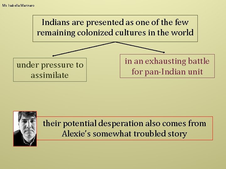 Ms Isabella Marinaro Indians are presented as one of the few remaining colonized cultures