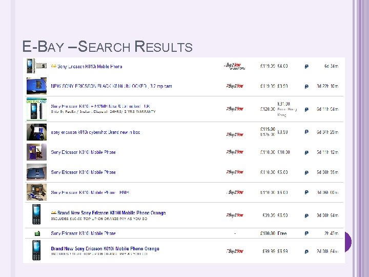 E-BAY – SEARCH RESULTS 