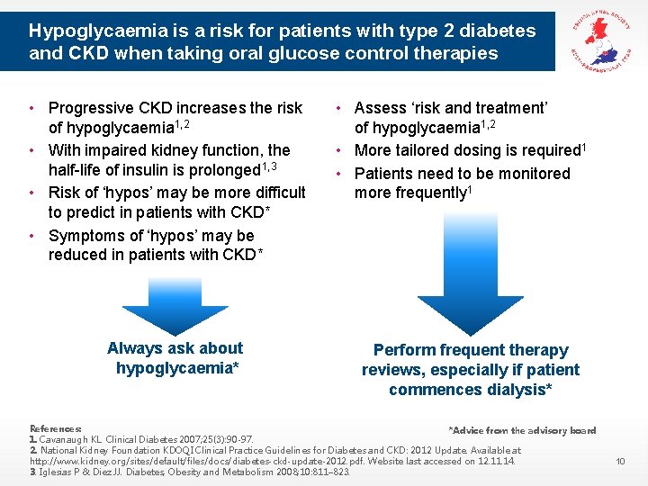 Hypoglycaemia is a risk for patients with type 2 diabetes and CKD when taking Hypoglycaemia is a risk for patients with type 2 diabetes and CKD when taking