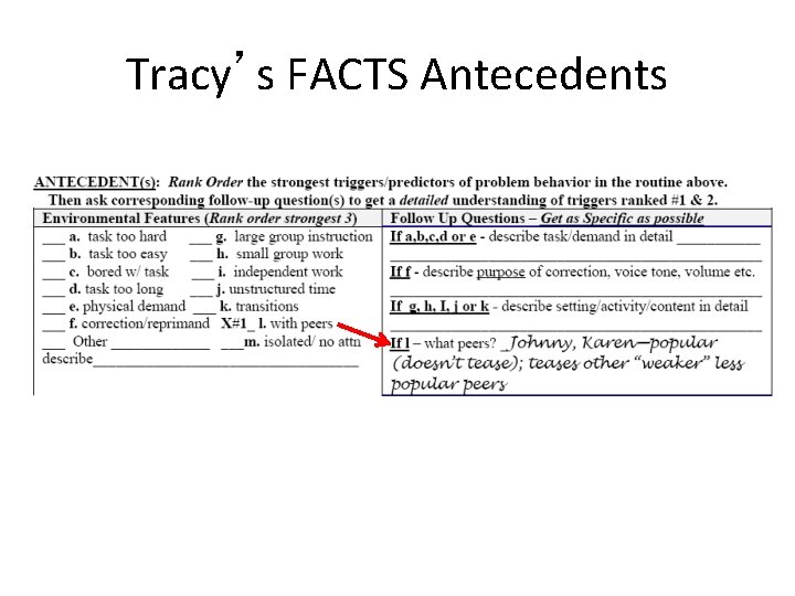 Tracy’s FACTS Antecedents 