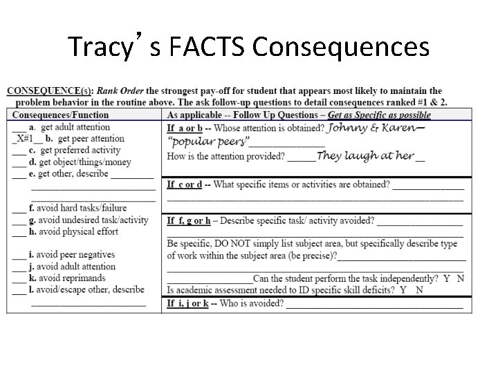 Tracy’s FACTS Consequences 