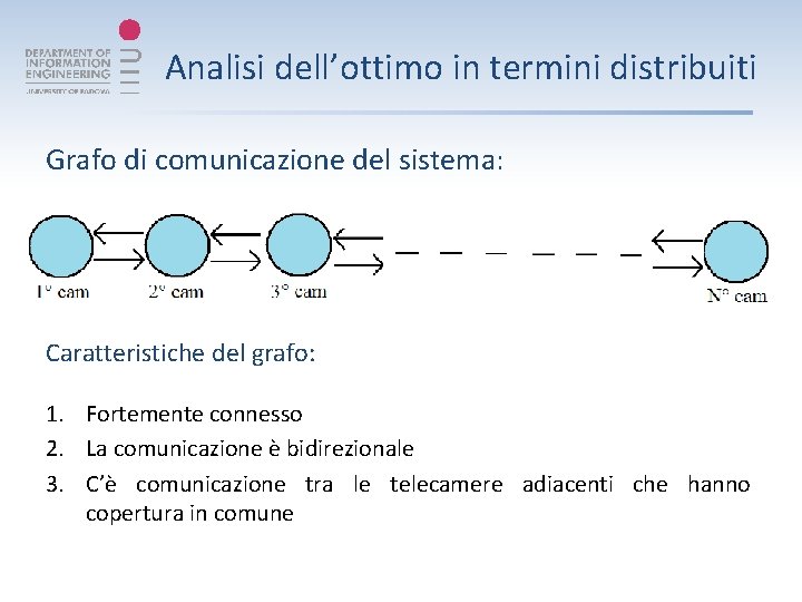 Analisi dell’ottimo in termini distribuiti Grafo di comunicazione del sistema: Caratteristiche del grafo: 1.