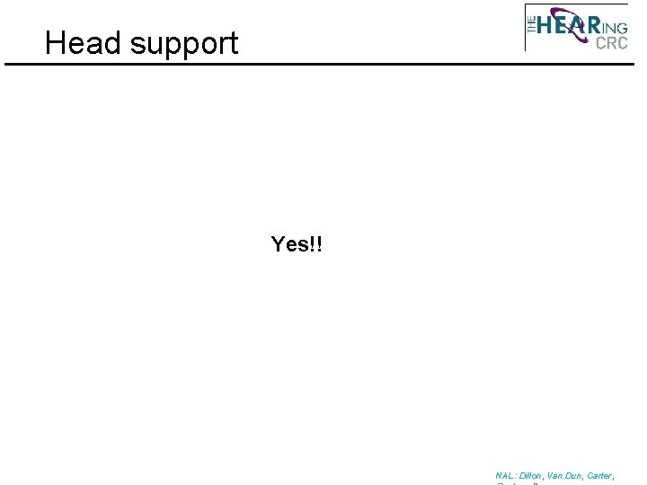 Head support Yes!! NAL: Dillon, Van Dun, Carter, 