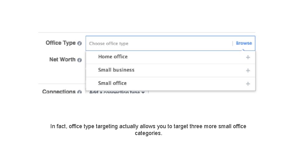 In fact, office type targeting actually allows you to target three more small office