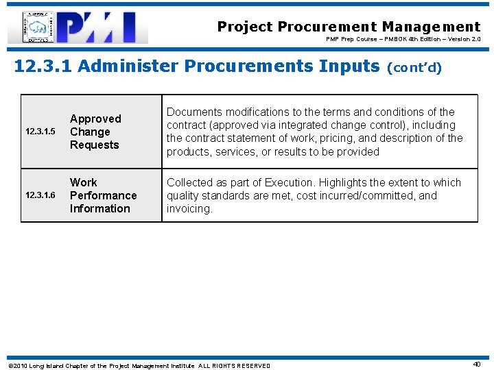 Project Procurement Management PMP Prep Course – PMBOK 4 th Edition – Version 2.