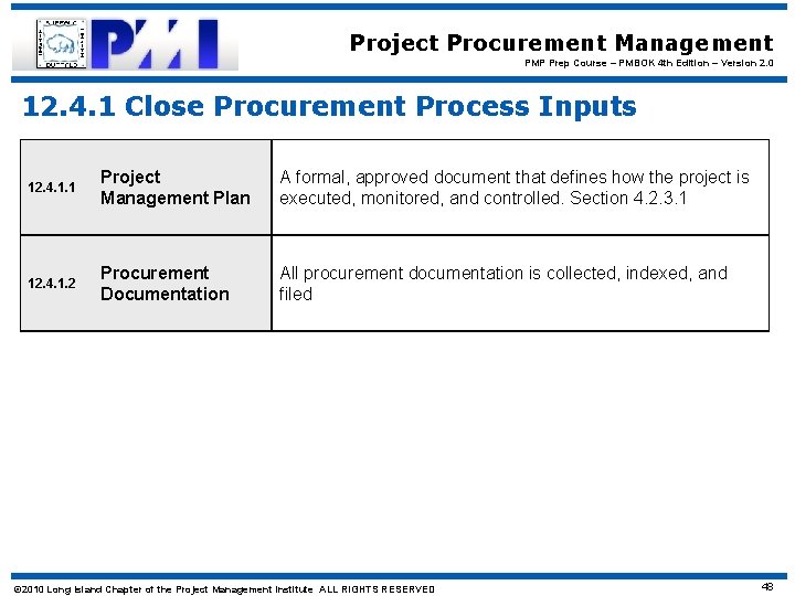 Project Procurement Management PMP Prep Course – PMBOK 4 th Edition – Version 2.