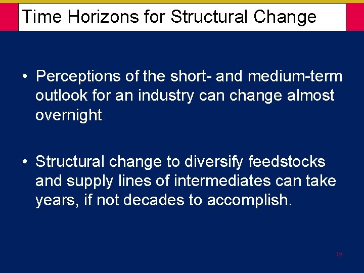  Time Horizons for Structural Change • Perceptions of the short- and medium-term outlook