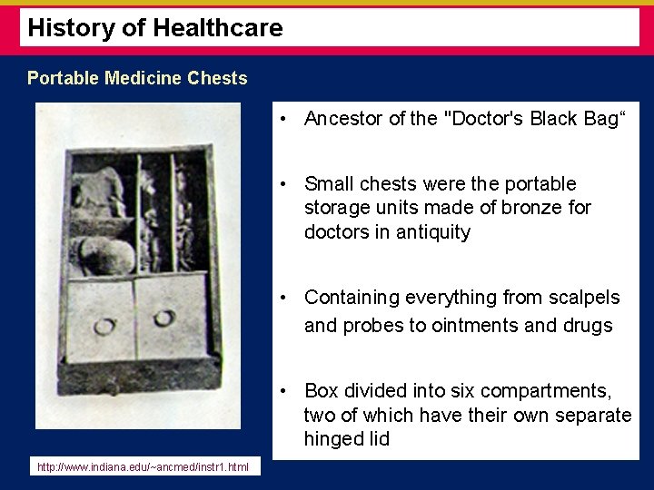 History of Healthcare Portable Medicine Chests • Ancestor of the "Doctor's Black Bag“ •