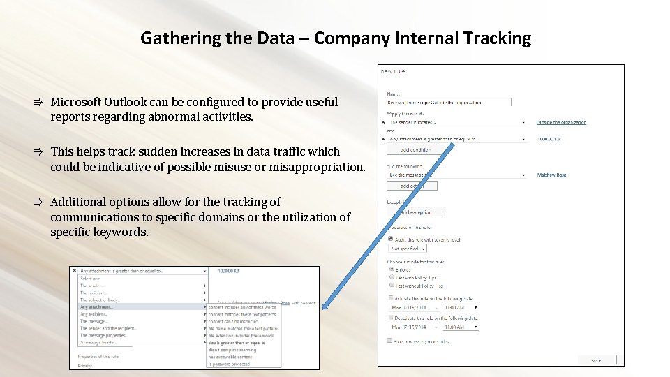 Gathering the Data – Company Internal Tracking ⇛ Microsoft Outlook can be configured to