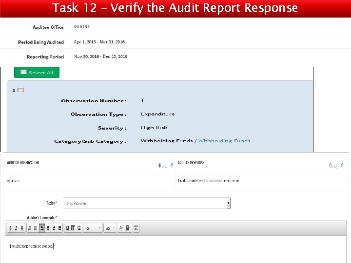 Task 12 – Verify the Audit Report Response 