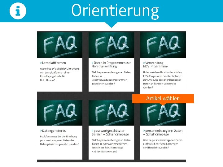 Orientierung Artikel wählen Orientierung Artikel wählen
