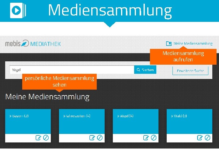 Mediensammlung aufrufen persönliche Mediensammlung sehen 