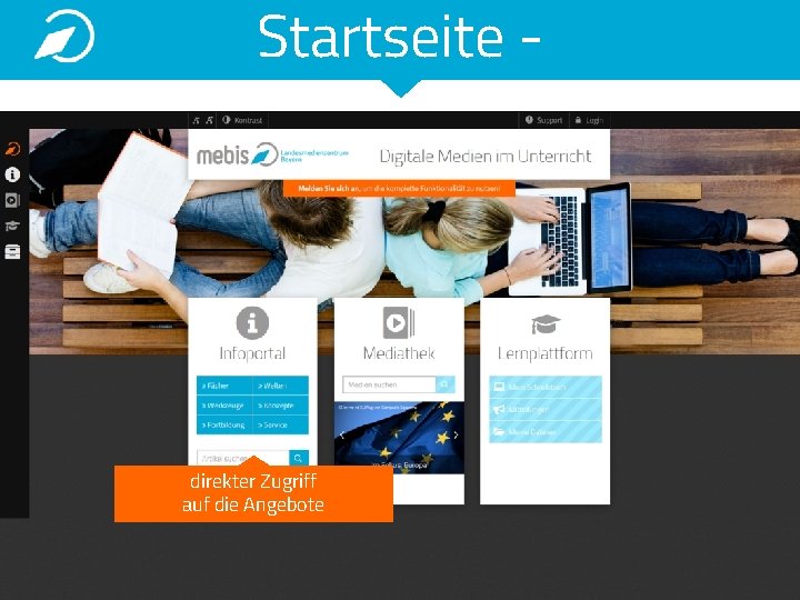 Startseite - direkter Zugriff auf die Angebote 