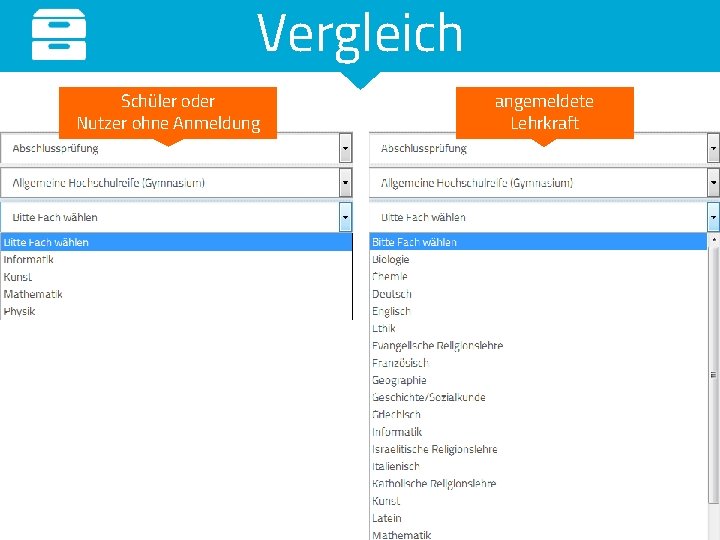 Vergleich Schüler oder Nutzer ohne Anmeldung angemeldete Lehrkraft Vergleich Schüler oder Nutzer ohne Anmeldung angemeldete Lehrkraft