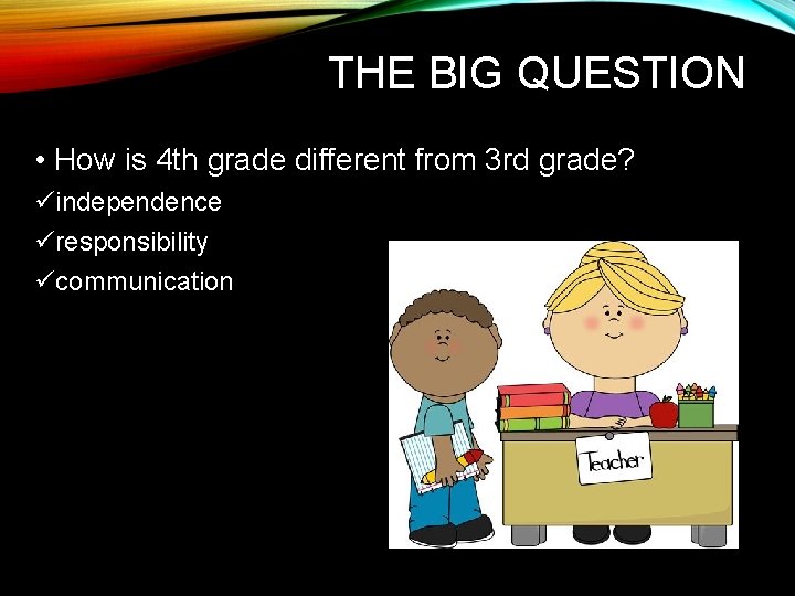 THE BIG QUESTION • How is 4 th grade different from 3 rd grade?