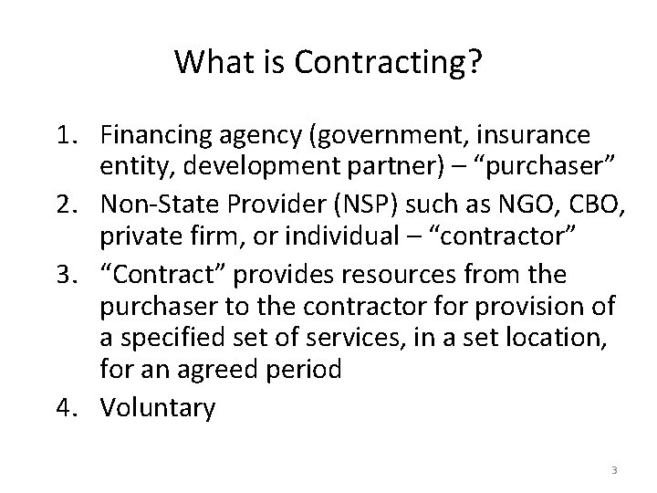 Introduction to Performance Based Contracting for Health Services