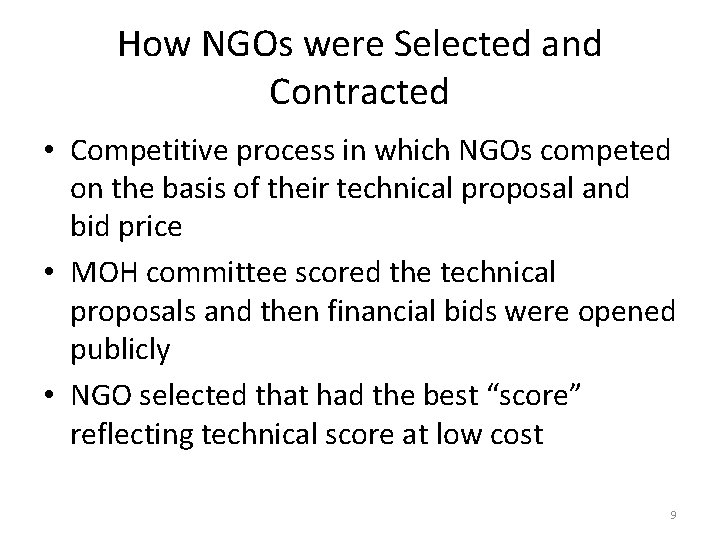 Introduction to Performance Based Contracting for Health Services