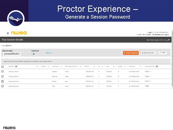 Proctor Experience – Generate a Session Password 