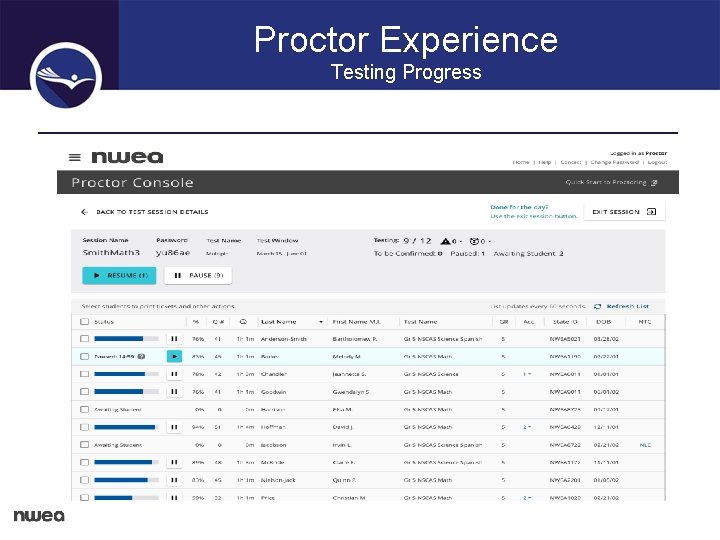 Proctor Experience Testing Progress 