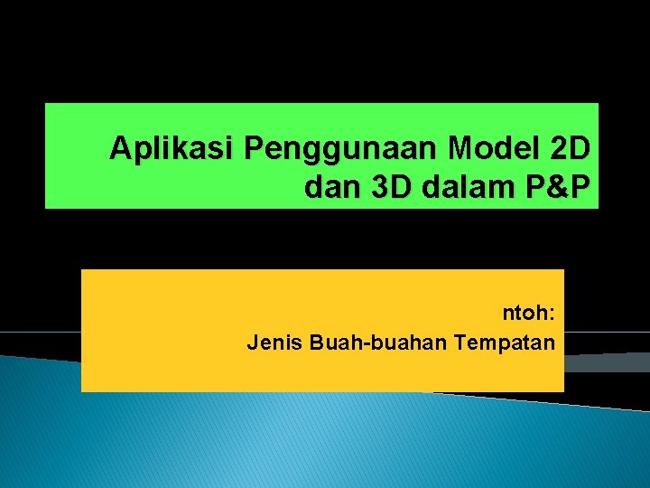 Aplikasi Penggunaan Model 2 D dan 3 D dalam P&P ntoh: Jenis Buah-buahan Tempatan
