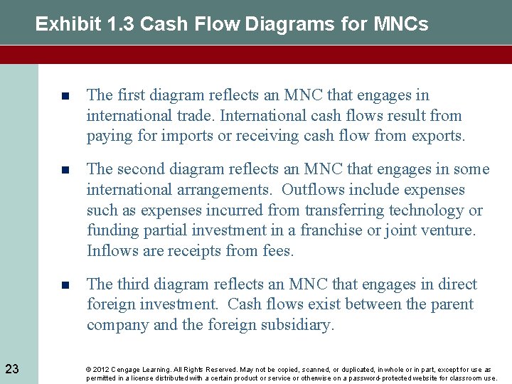 Exhibit 1. 3 Cash Flow Diagrams for MNCs 23 n The first diagram reflects