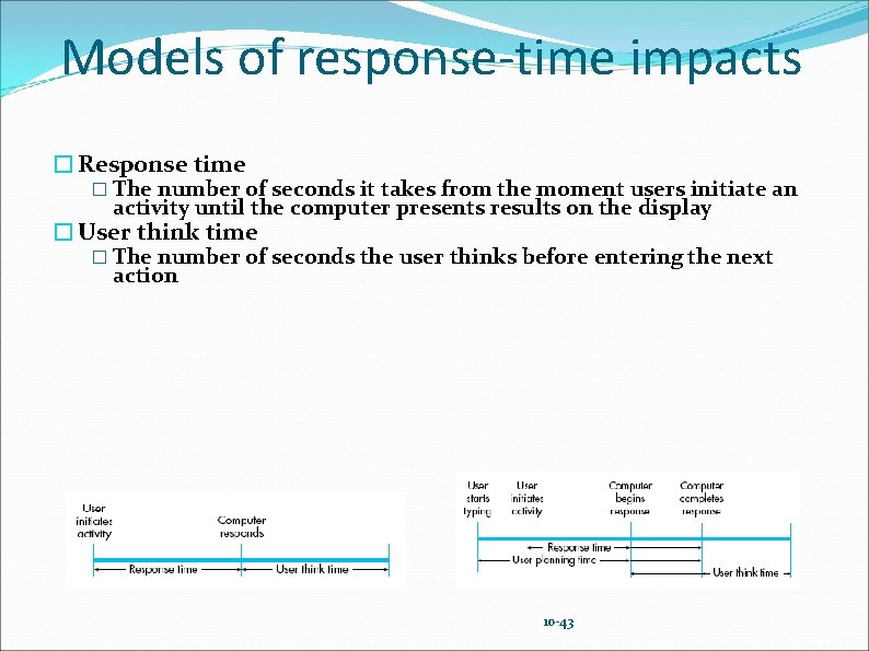 Models of response-time impacts � Response time � The number of seconds it takes