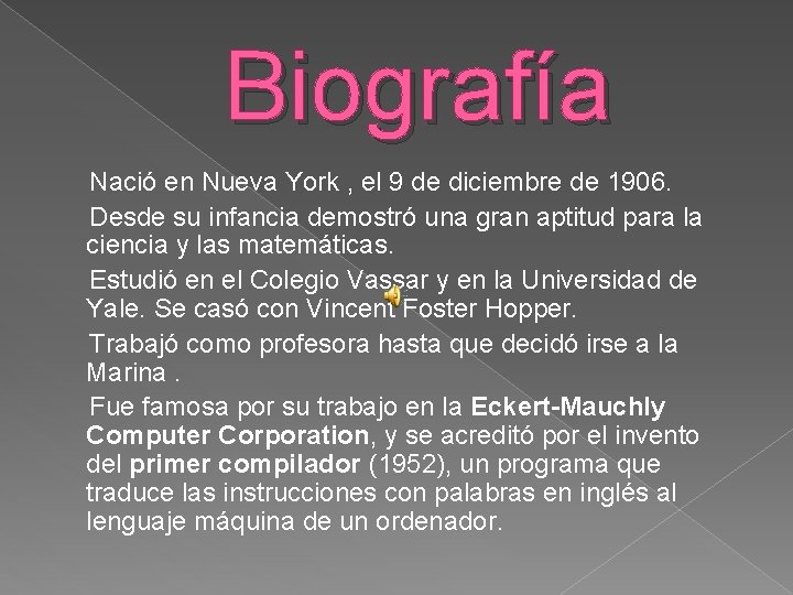 Biografía Nació en Nueva York , el 9 de diciembre de 1906. Desde su