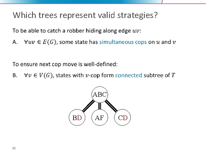 Which trees represent valid strategies? • ABC BD 22 AF CD 