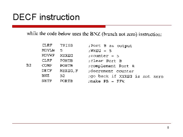 DECF instruction 8 