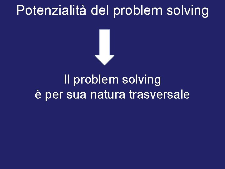 Potenzialità del problem solving Il problem solving è per sua natura trasversale 