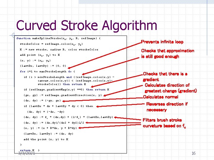 Curved Stroke Algorithm function make. Spline. Stroke(x 0, y 0, R, ref. Image) {