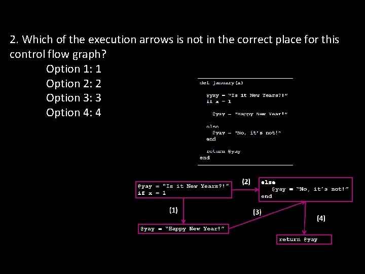 2. Which of the execution arrows is not in the correct place for this