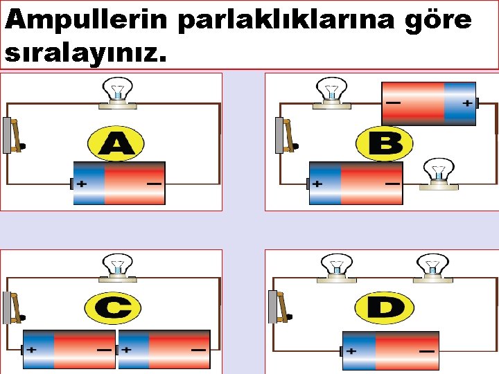 Ampullerin parlaklıklarına göre sıralayınız. 15 